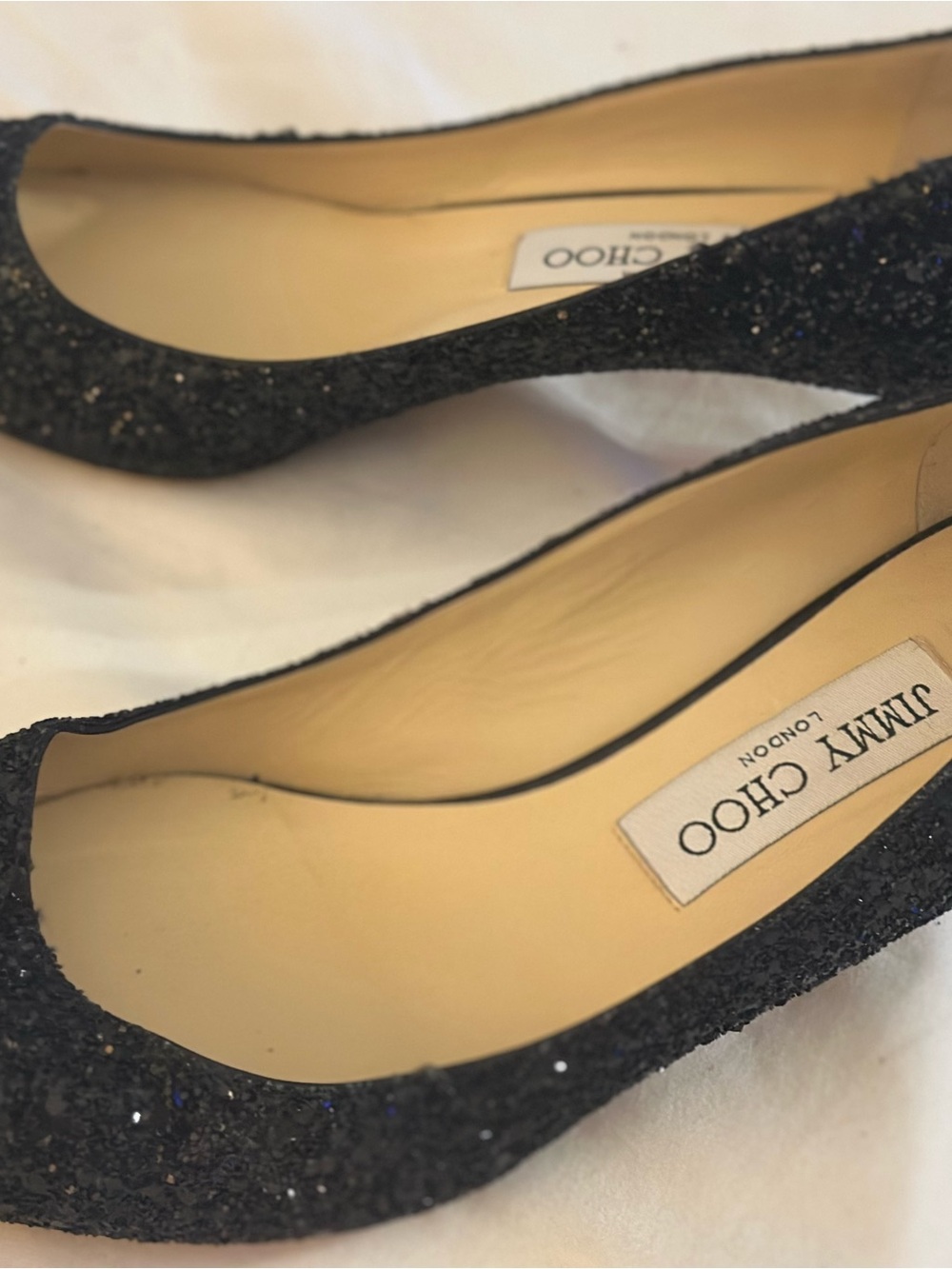 Jimmy Choo Black Glitter Pointed Pumps - Picture 5 of 10